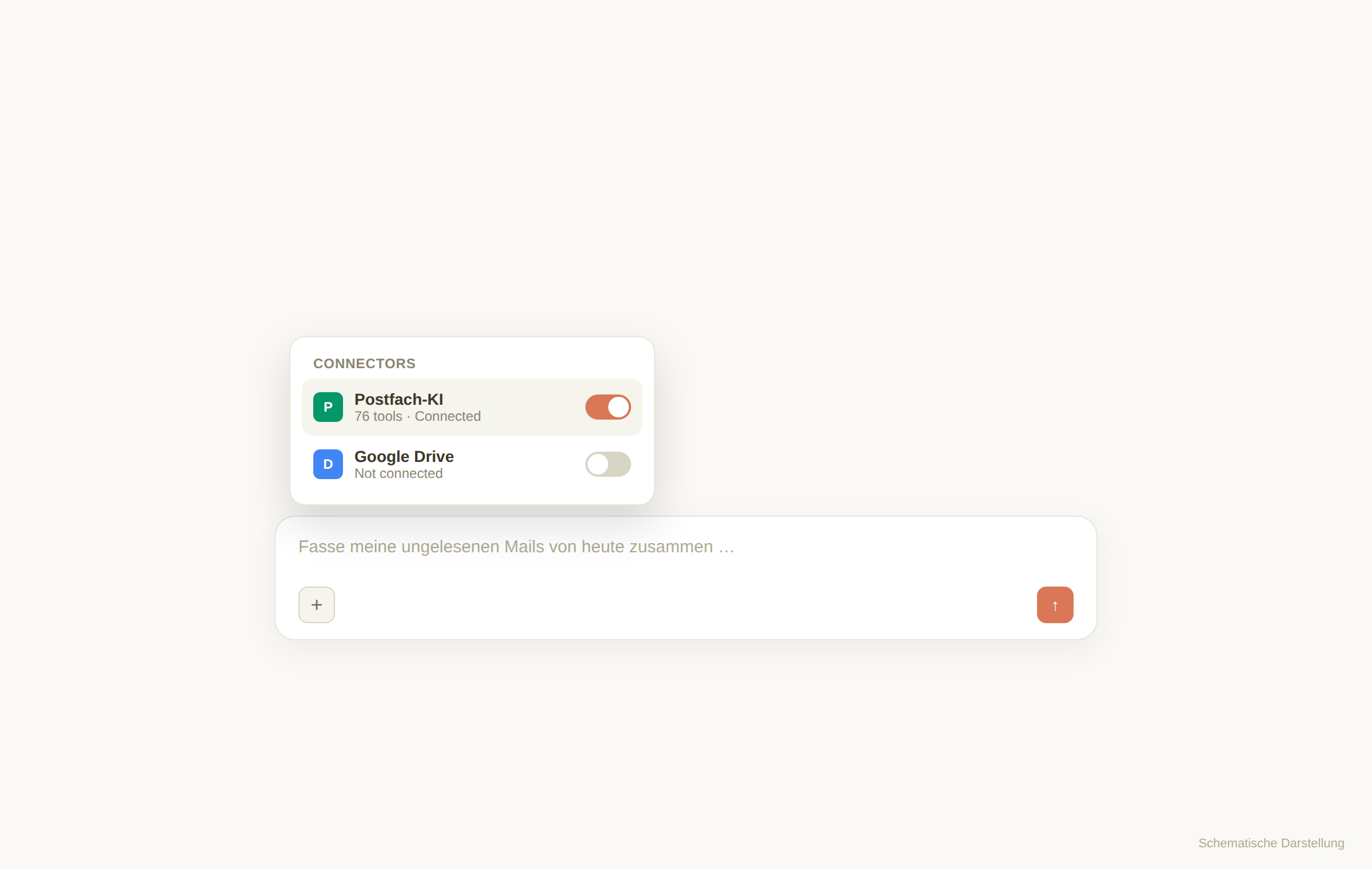 Claude Chat: Connector-Menü mit aktiviertem Postfach-KI-Connector